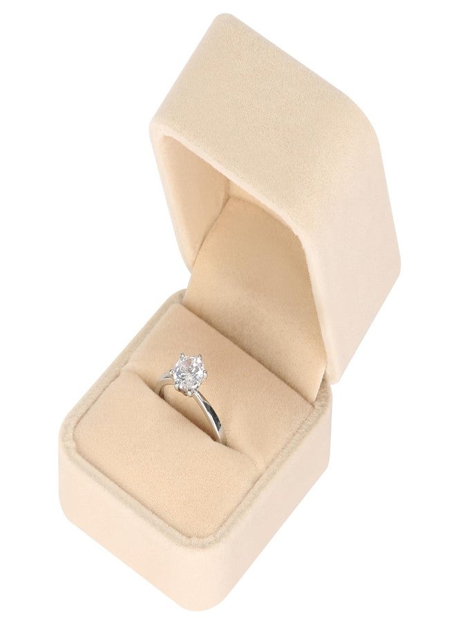 LETURE 4 Pieces Velvet Ring Gift Boxes Set, Earring Pendant Jewelry Case, Jewellry Display Box for Wedding, Engagement,Proposal, Birthday and Anniversary (Apricot-4PCS) - Image 4