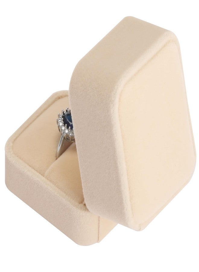 LETURE 4 Pieces Velvet Ring Gift Boxes Set, Earring Pendant Jewelry Case, Jewellry Display Box for Wedding, Engagement,Proposal, Birthday and Anniversary (Apricot-4PCS) - Image 3