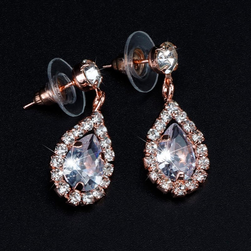 Cocide Silver Jewelry Set for Women Crystal Tiara and Necklace Kit for Girls Rhinestone Crown Earrings Neck Accessories for Bride Wedding Birthday Party Bridal Prom Bridesmaid Dress up - Image 5