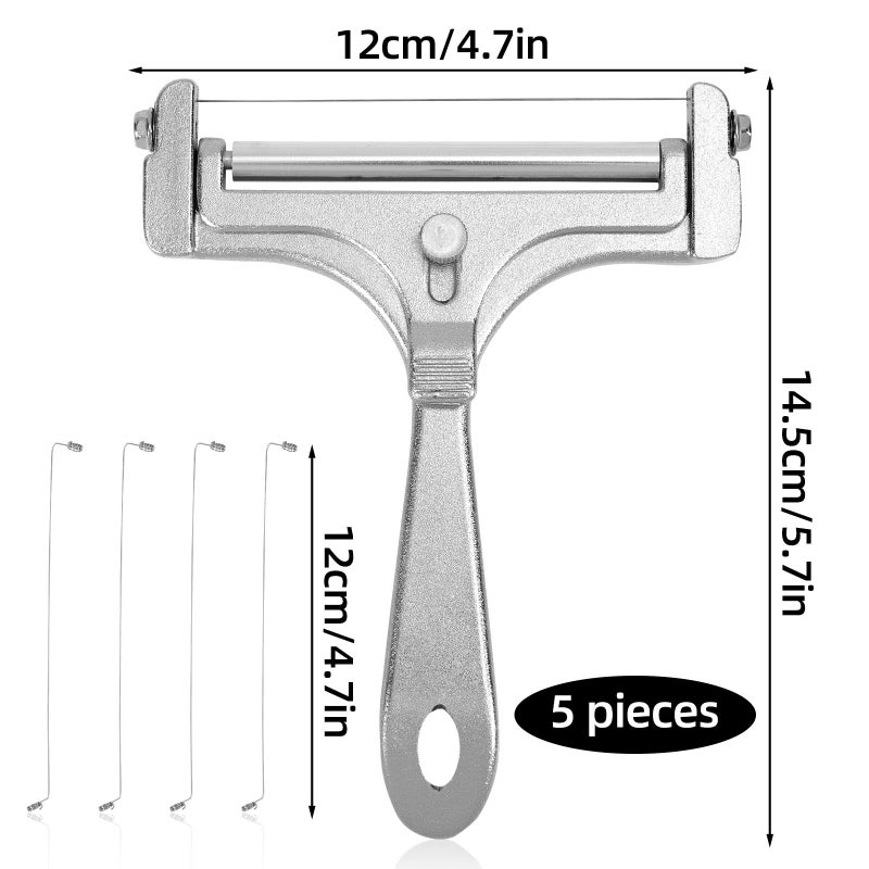 lasuroa Cheese Cutter, Stainless Steel Cheese Slicer with 4pcs Extra Wires Adjustable Handheld Butter Block Cutter for Cheddar Gruyere Mozzarella Kitchen Slicing Tools - Image 2