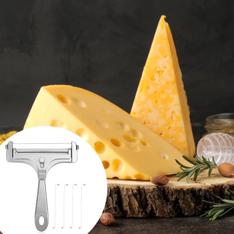 lasuroa Cheese Cutter, Stainless Steel Cheese Slicer with 4pcs Extra Wires Adjustable Handheld Butter Block Cutter for Cheddar Gruyere Mozzarella Kitchen Slicing Tools - Image 5