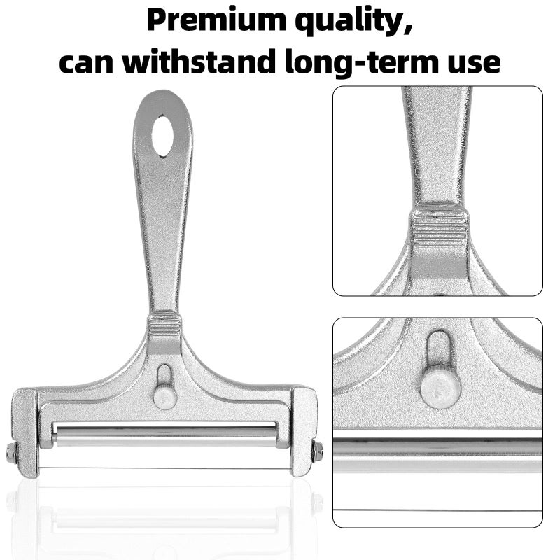lasuroa Cheese Cutter, Stainless Steel Cheese Slicer with 4pcs Extra Wires Adjustable Handheld Butter Block Cutter for Cheddar Gruyere Mozzarella Kitchen Slicing Tools - Image 3