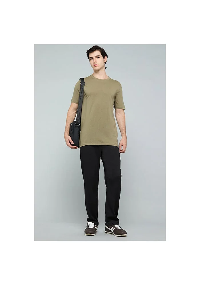 أر أند بي Solid T-Shirt with Crew Neck and Short Sleeves