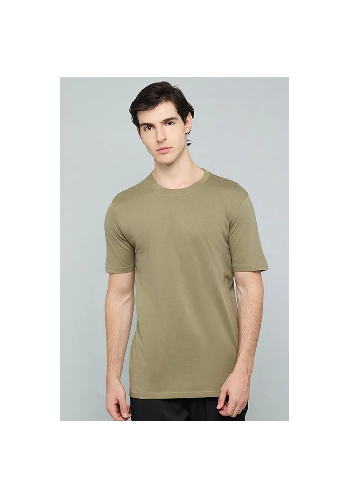 أر أند بي Solid T-Shirt with Crew Neck and Short Sleeves