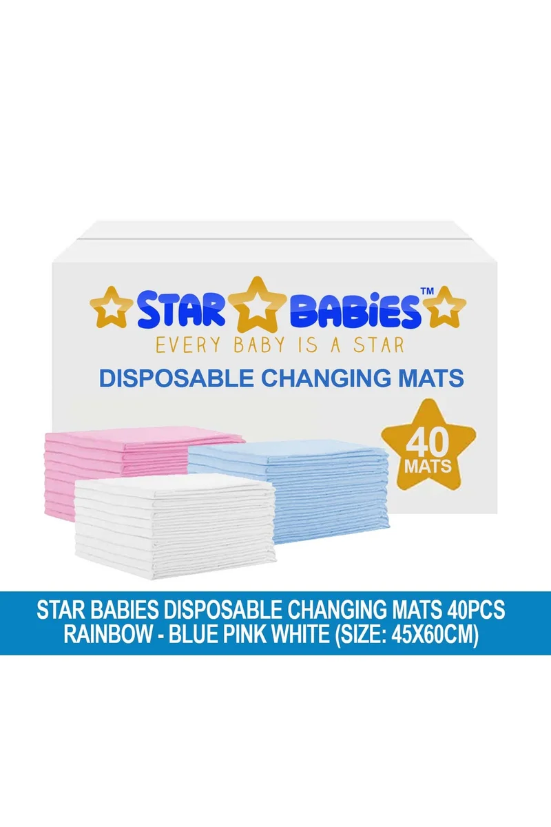 ستار بيبيز Star Babies Disposable Changing Mats Rainbow Large - Pack of 40