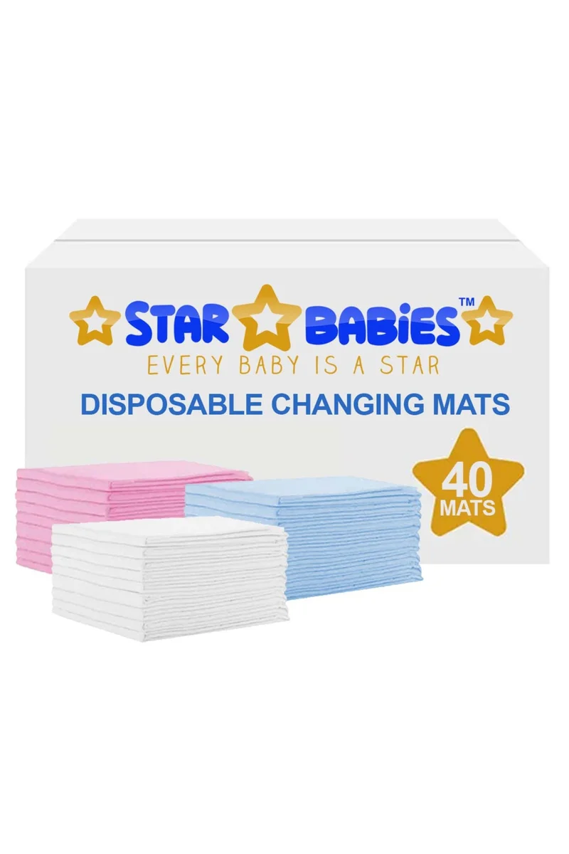 ستار بيبيز Star Babies Disposable Changing Mats Rainbow Large - Pack of 40