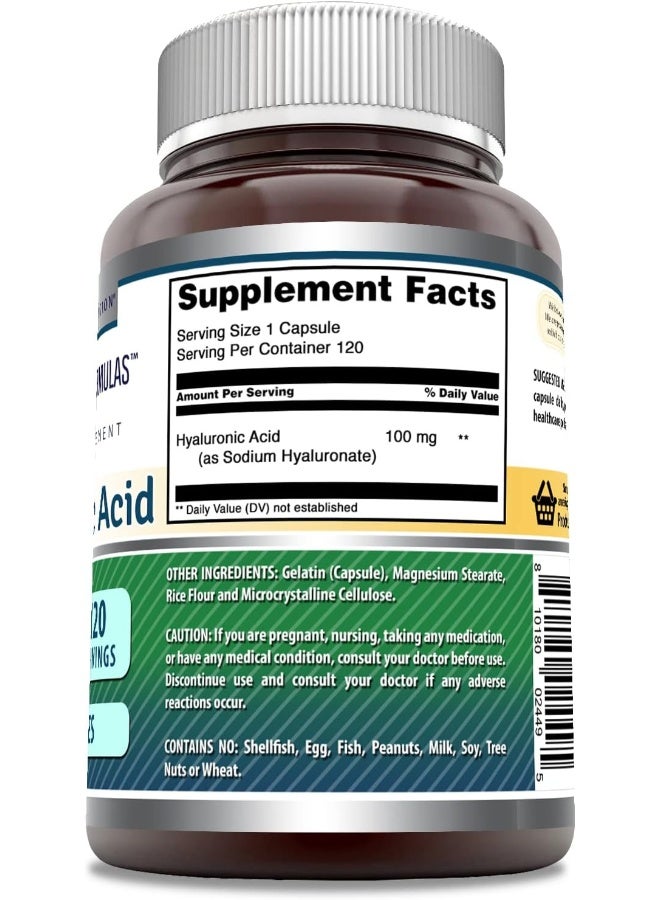 Amazing Nutrition Hyaluronic Acid 100 Mg Supplement | Capsules | Non-GMO | Gluten-Free | Made in USA (1 Pack | 120 Count) - Image 2