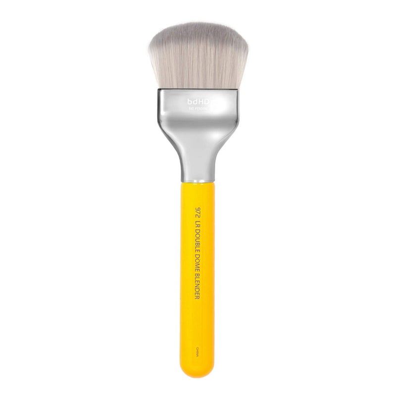 Bdellium Tools Professional Makeup Brush - Studio Series 972 Large Rounded Double Dome Blender - With Soft Synthetic Fibers, For Foundation Application & Blending (Yellow, 1pc) - Image 3