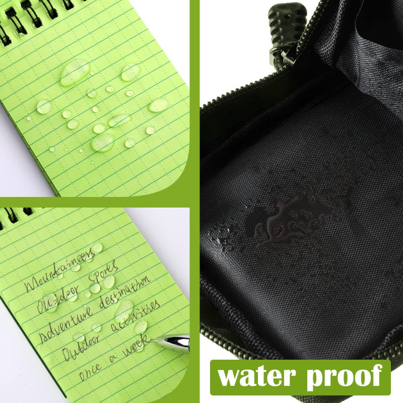 Eaasty Waterproof Notebook and Pen Set 3 x 5 Inch Pocket Tactical Notebook with 1 Metal Weatherproof Pen and 1 Fabric Cover for Outdoor Activities Recording(Army Green,5 Pcs) - Image 5