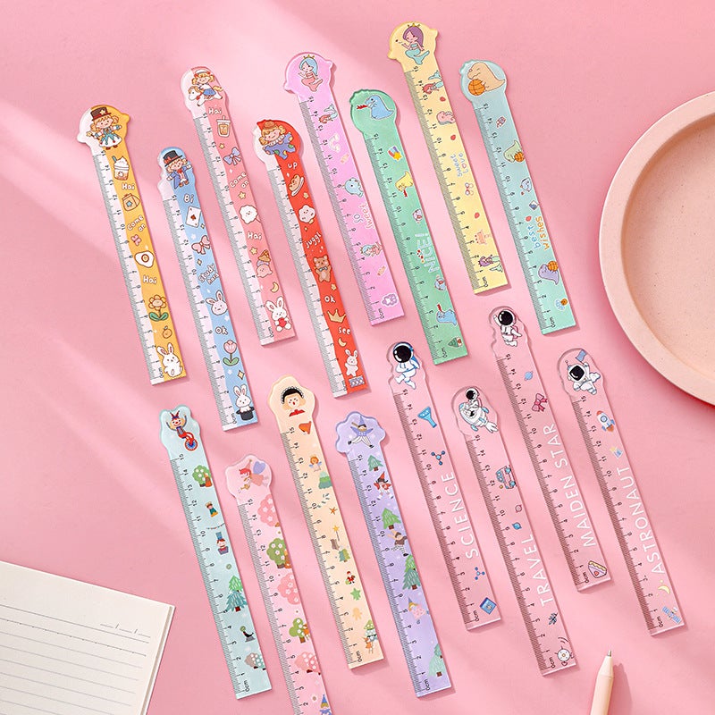 Cartoon Special-Shaped Ruler Student Ins Girl Heart Scale Learning Office Painting Ruler Measuring Tool 15Cm - Image 4