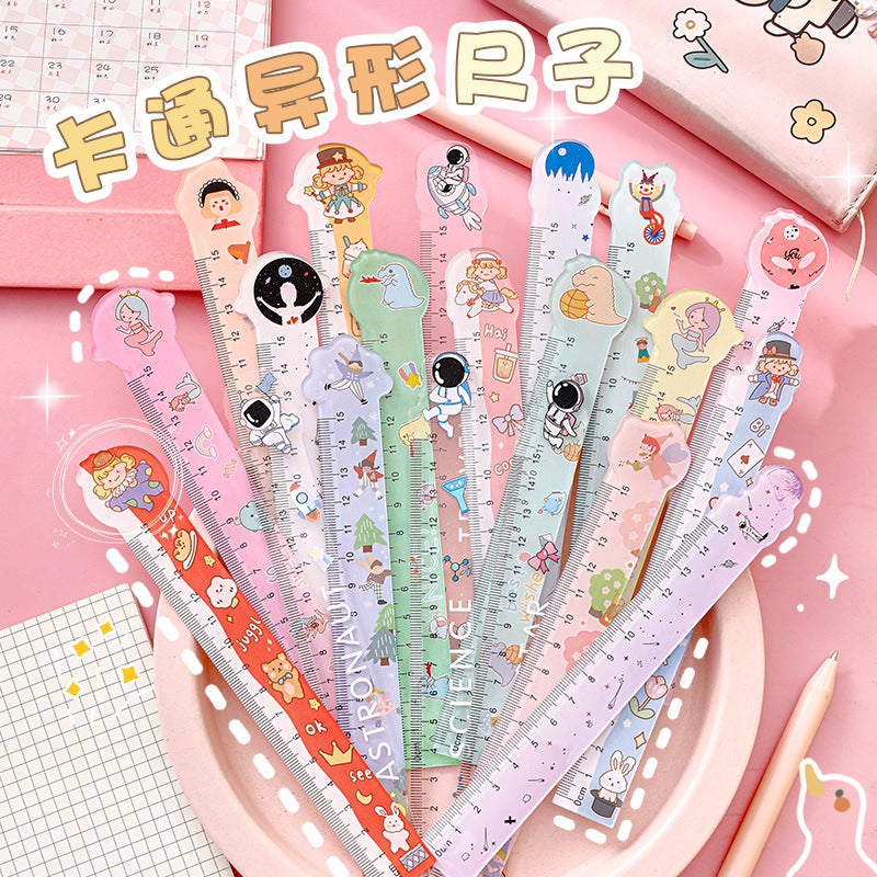 Cartoon Special-Shaped Ruler Student Ins Girl Heart Scale Learning Office Painting Ruler Measuring Tool 15Cm - Image 2