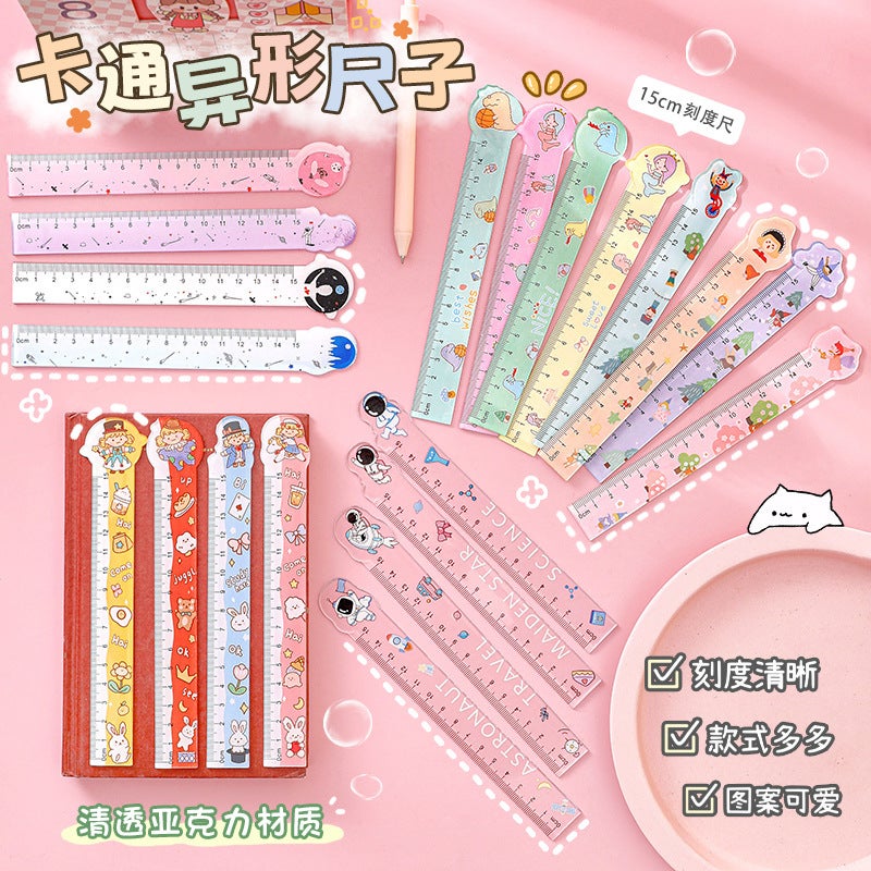 Cartoon Special-Shaped Ruler Student Ins Girl Heart Scale Learning Office Painting Ruler Measuring Tool 15Cm - Image 3