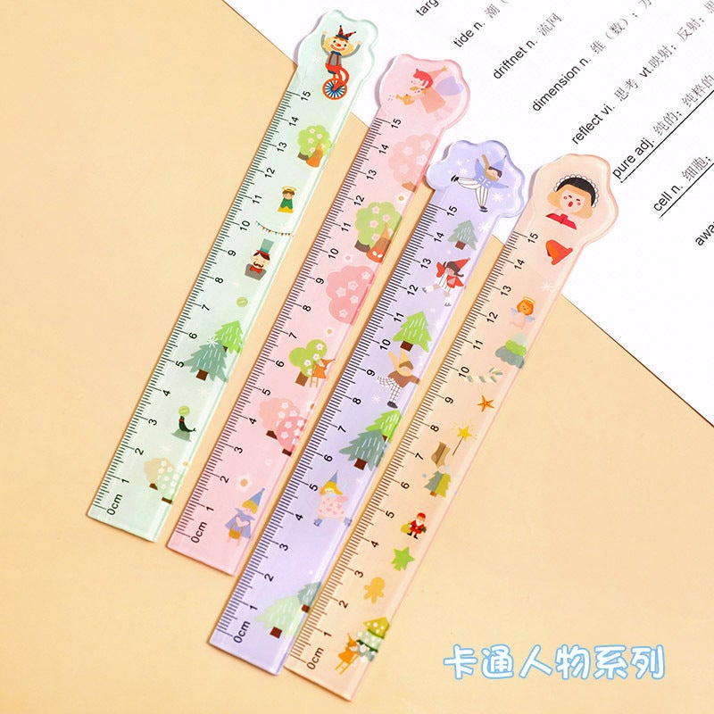 Cartoon Special-Shaped Ruler Student Ins Girl Heart Scale Learning Office Painting Ruler Measuring Tool 15Cm - Image 1
