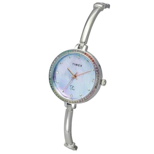 TIMEX Fria Analog Watch for Women with Blue Round Dial & Silver Brass Bracelet Band Water Resistant Women's Wrist Watches - TWEL18404 - Image 2