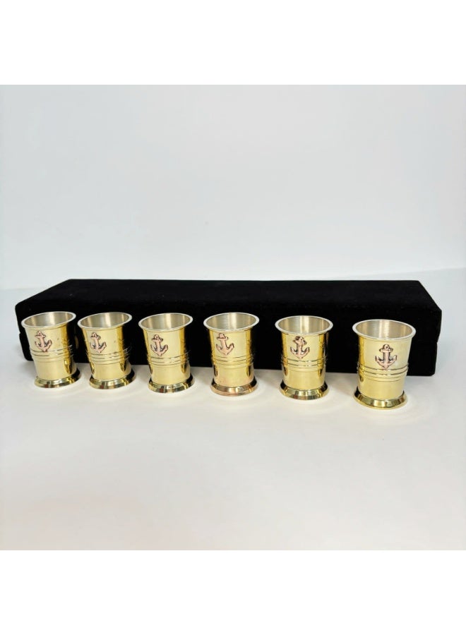 Rustic Charm Black Velvet Brass Shot Glass (set of 6) - Image 1