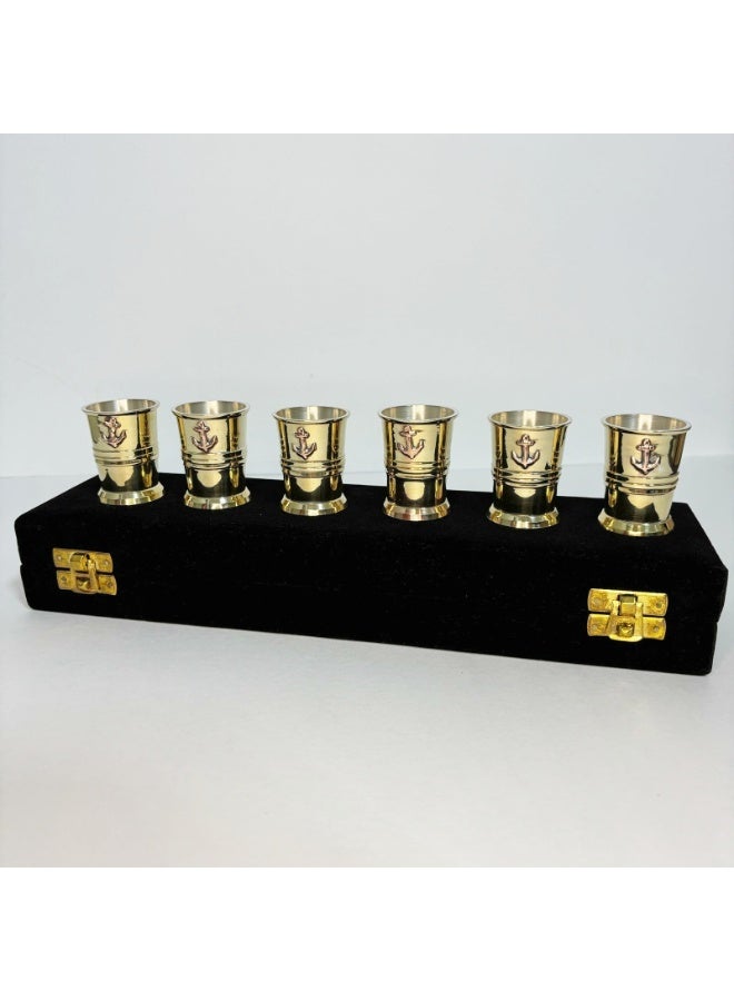 Rustic Charm Black Velvet Brass Shot Glass (set of 6) - Image 3