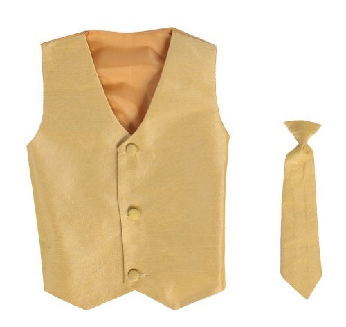 Lito Vest and Clip On Boy Necktie set - GOLD - 12/14 - Image 4