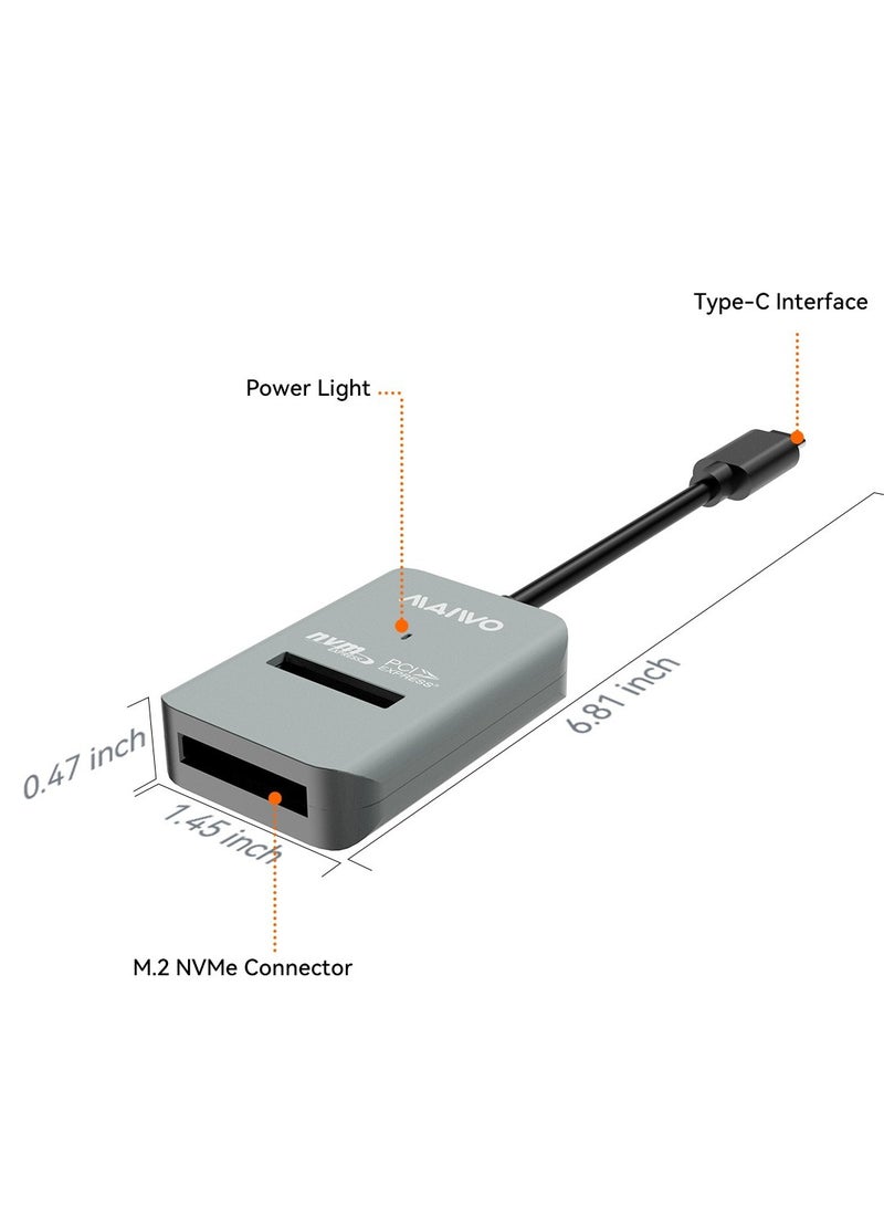 MAIWO K1696P M.2 NVMe PCIe M-Key SSD to USB Adapter, JMS583 Chip, Up to 10Gbps Support UASP Trim, 4TB Capacity, Tool Free, External Solid State Drive Enclosure Converter for 2230/2242/2260/2280/22110 - Image 2