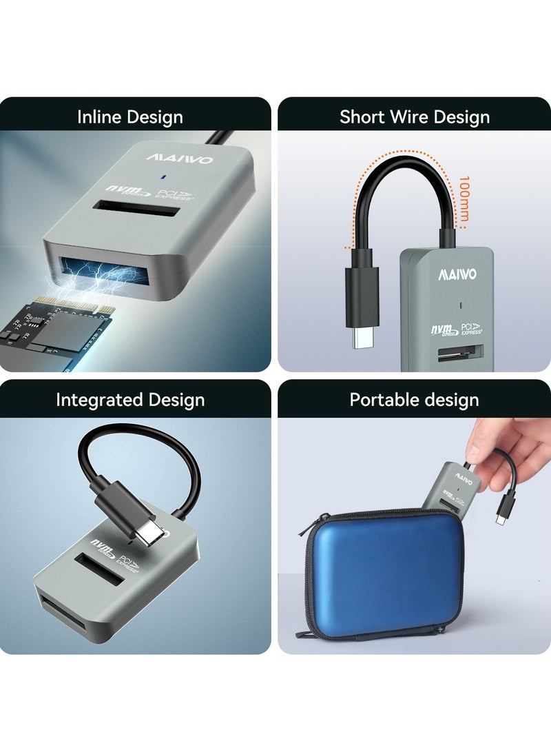 MAIWO K1696P M.2 NVMe PCIe M-Key SSD to USB Adapter, JMS583 Chip, Up to 10Gbps Support UASP Trim, 4TB Capacity, Tool Free, External Solid State Drive Enclosure Converter for 2230/2242/2260/2280/22110 - Image 4