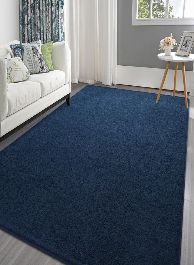 Pettop Area Rugs for Bedroom Living Room, 4x6 Navy Blue Thickened Memory-Foam Indoor Carpets, Modern Aesthetic Minimalist Super Soft Comfy Carpet for Boys Girls Adults Room Dorm Home Decor - Image 1