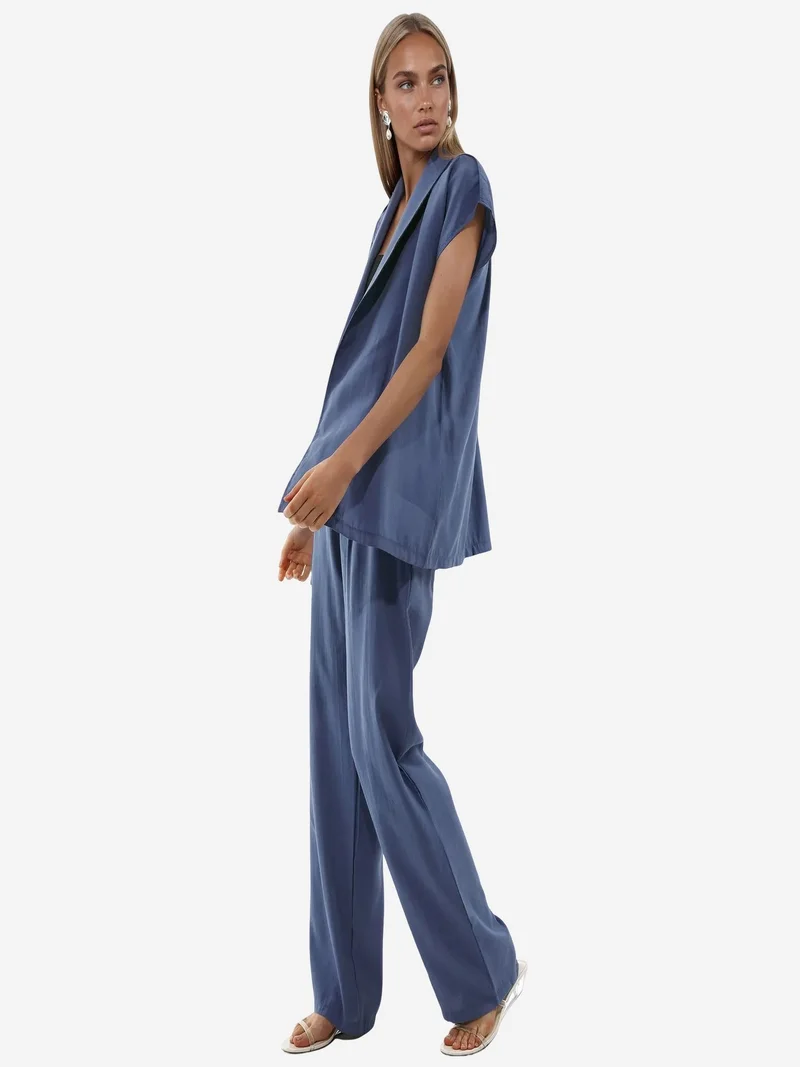Jennyfer Maya Blue Cotton Viscose Two-Piece Coord for Women | Best Price UAE