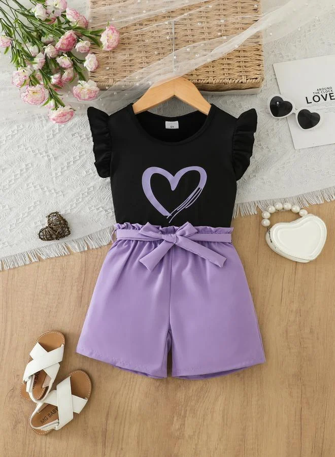 تايك تو مجموعة من بلوزة بطبعة قلب وشورت للأطفال