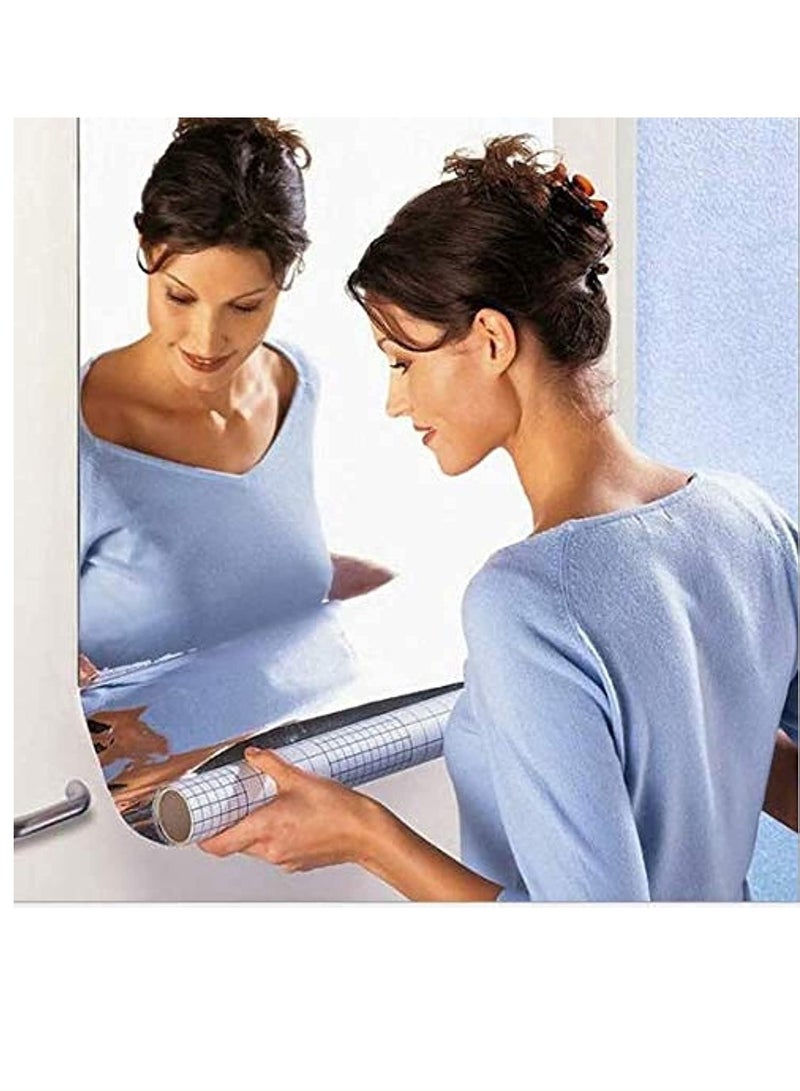 erorex Square Mirror Tile Wall Stickers 3D Decal Mosaic Diy Home Room Decoration, Silver - Image 1