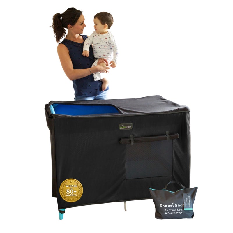 SnoozeShade Pack n Play & Travel Crib Blackout Cover | Blackout Crib Cover & Pack and Play Black Out Cover | Mom-Invented Safety Tested with Optimal Airflow - Image 1