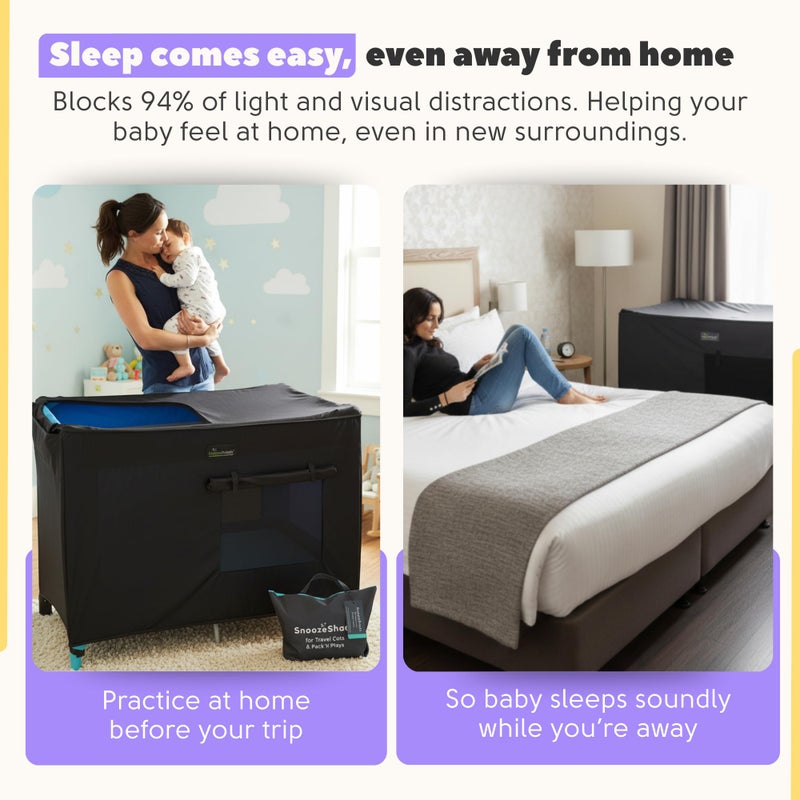 SnoozeShade Pack n Play & Travel Crib Blackout Cover | Blackout Crib Cover & Pack and Play Black Out Cover | Mom-Invented Safety Tested with Optimal Airflow - Image 2