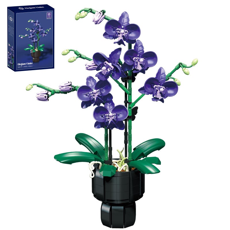 ILIEMOC Purple Orchid Flower Building Blocks Set 666 PCS DIY Artificial Flower Kit for Elegant Home Decor Table Display Compatible with Lego Flowers Artistic Gift for Ages 6 - Image 3