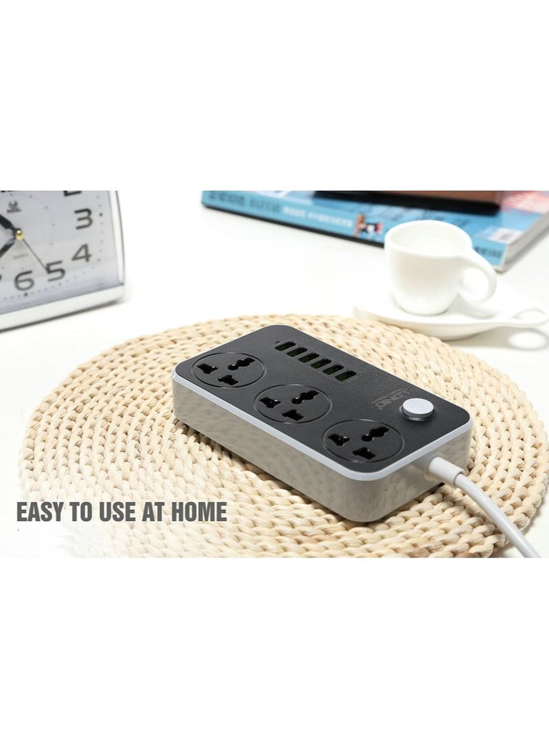LDNIO SC3604 Power Strip Surge Protector with 3 Universal International Socket & Smart 6 USB Charging Ports 3.4A  - Image 4
