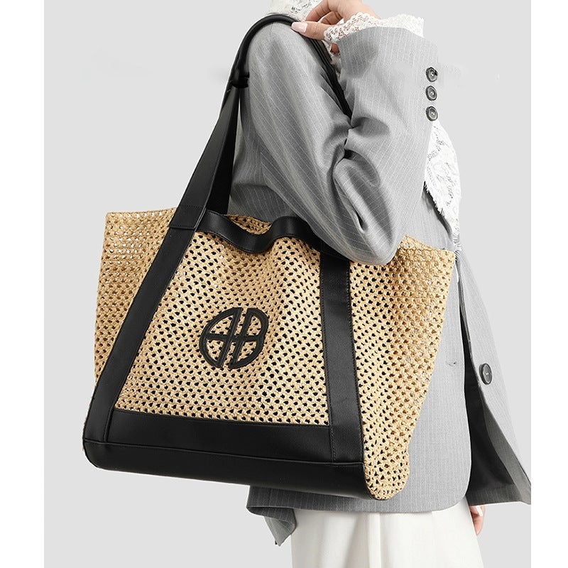 Fashionable Korean-style Large Capacity Woven Handbag Tote Shoulder Bag 2025 - Image 4