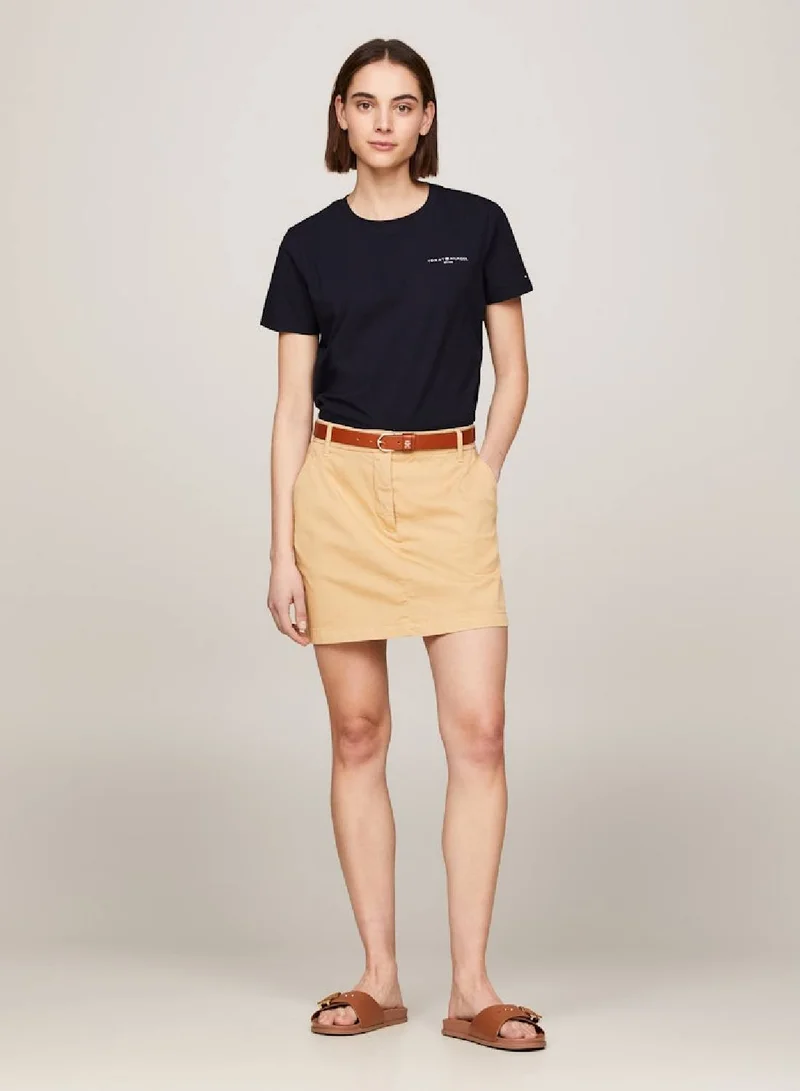 TOMMY HILFIGER Women's 1985 Collection Signature Logo T-Shirt -  Stretch organic cotton, Blue