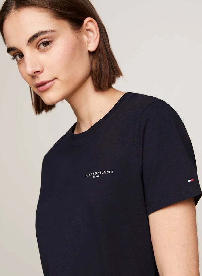 TOMMY HILFIGER Women's 1985 Collection Signature Logo T-Shirt -  Stretch organic cotton, Blue