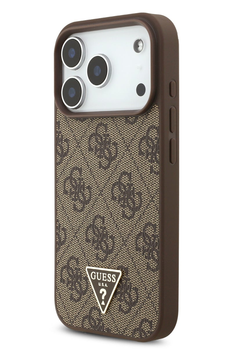 GUESS iPhone 17 Pro Max MagSafe Case 4G PU Leather With Small 4G Logo & Lanyard /  Magsafe Compatible / Ultra Slim / lightweight design / Easy Installation - Brown - Image 2
