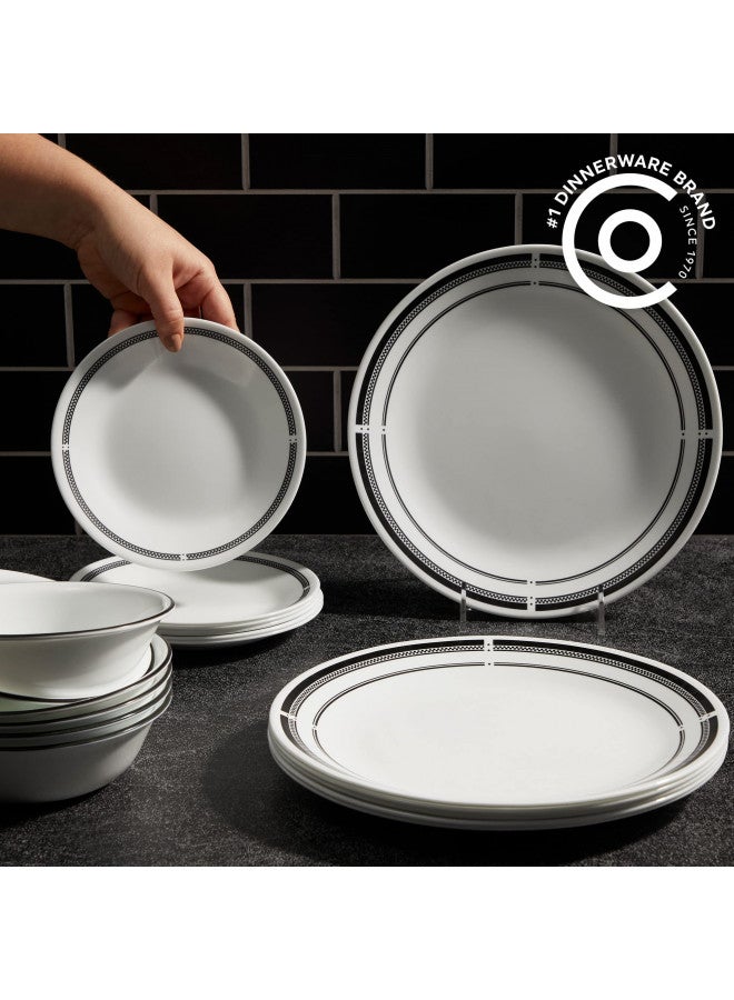 Corelle 18-Piece Round Dinnerware Set, Service for 6, Lightweight Round Plates and Bowls Set, Vitrelle Triple Layer Glass, Chip and Scratch Resistant, Microwave and Dishwasher Safe, Brasserie - Image 2