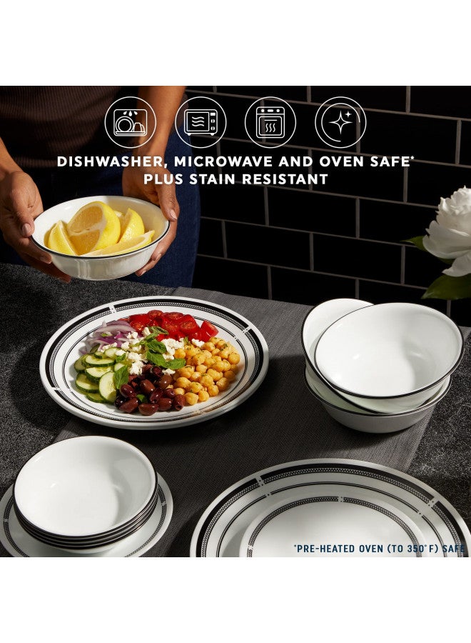 Corelle 18-Piece Round Dinnerware Set, Service for 6, Lightweight Round Plates and Bowls Set, Vitrelle Triple Layer Glass, Chip and Scratch Resistant, Microwave and Dishwasher Safe, Brasserie - Image 3