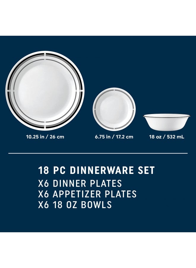 Corelle 18-Piece Round Dinnerware Set, Service for 6, Lightweight Round Plates and Bowls Set, Vitrelle Triple Layer Glass, Chip and Scratch Resistant, Microwave and Dishwasher Safe, Brasserie - Image 5