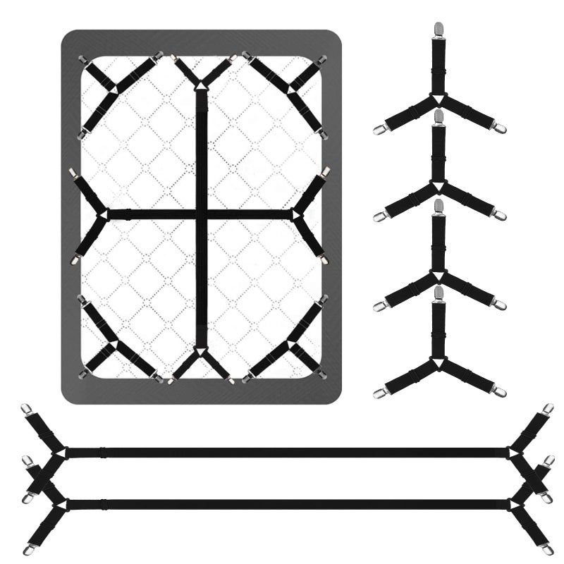 Luyena Bed Sheet Straps,6 PCS Secure and Fitted Sheet Straps for Full Size Bed,Adjustable Sheet Clips Elastic Fasteners Holders for Corners,Enhance Your Sleeping Experience(Black) - Image 1