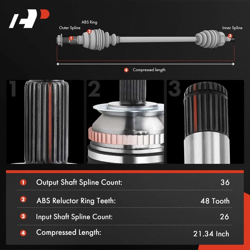 A-Premium CV Axle Shaft Assembly for Volvo S60 V70 - Image 2