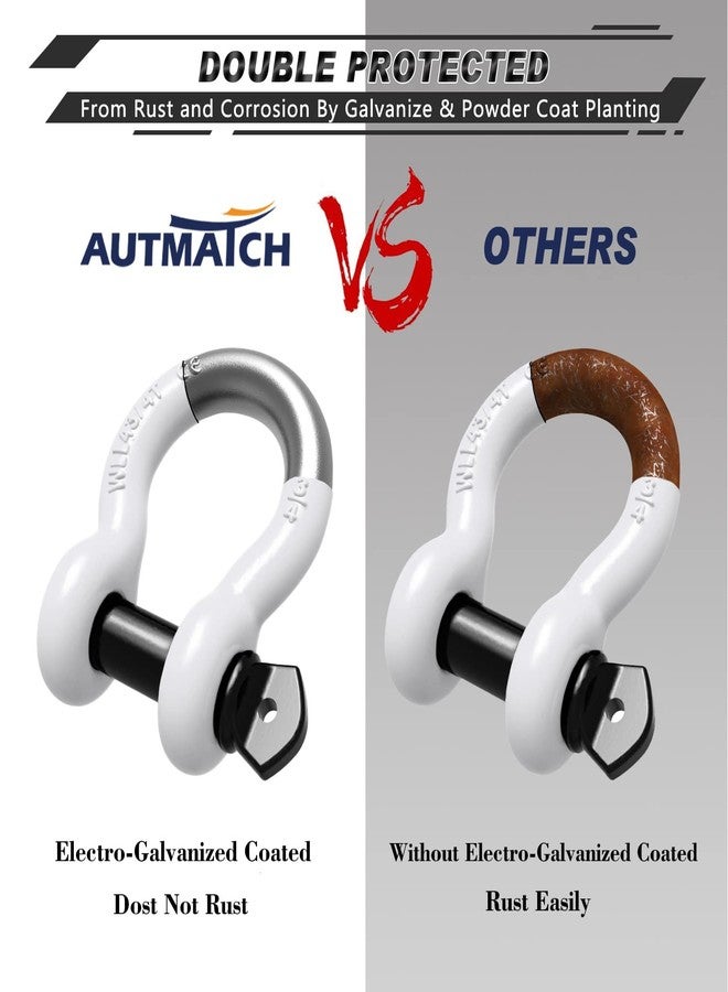 AUTMATCH Shackles 3/4" D Ring Shackle (2 Pack) 41,887Ib Break Strength with 7/8" Screw Pin and Shackle Isolator & Washers Kit for Tow Strap Winch Off Road Jeep Vehicle Recovery White & Black - Image 5
