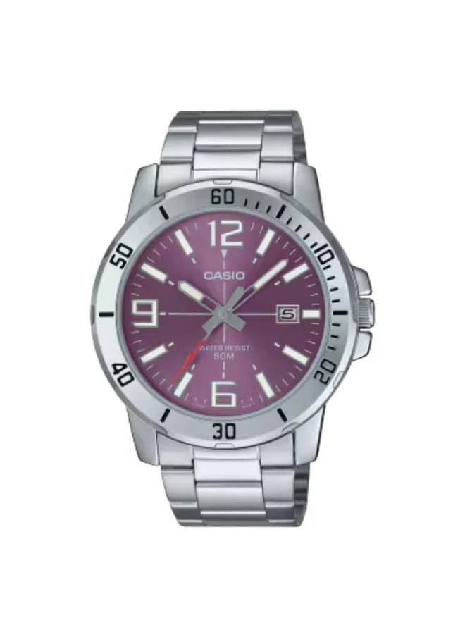 CASIO Men's Analog Display Watch With Silver Stainless Steel Strap - MTP-VD01D-6BVUDF