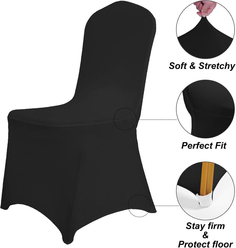 Waterproof Spandex Chair Cover - 12PCS Stretch Dining Chair Covers for Party, Banquet, Wedding Event (Black) - Image 5