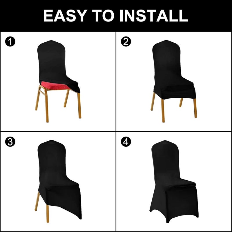 Waterproof Spandex Chair Cover - 12PCS Stretch Dining Chair Covers for Party, Banquet, Wedding Event (Black) - Image 4