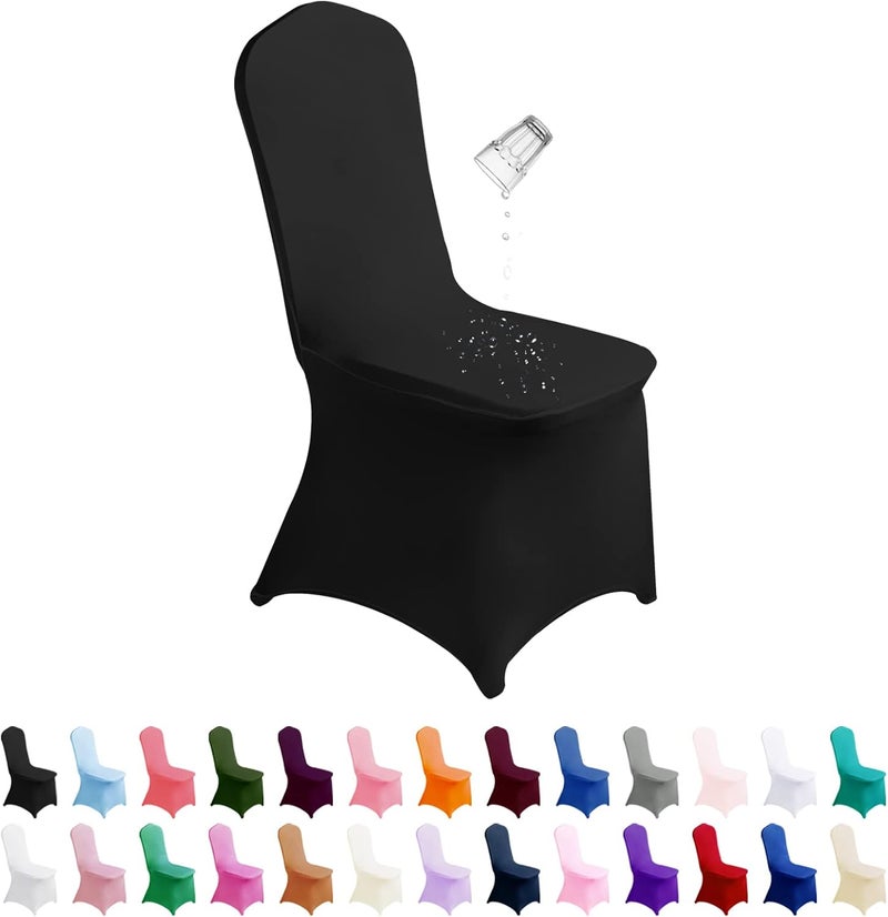 Waterproof Spandex Chair Cover - 12PCS Stretch Dining Chair Covers for Party, Banquet, Wedding Event (Black) - Image 1