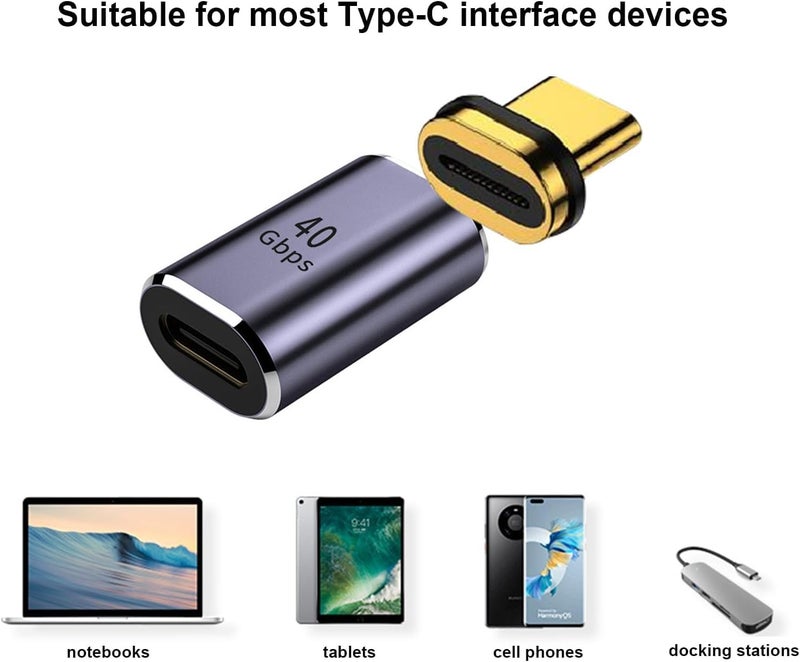 Tobo Magnetic Adapter Straight, USB4.0 C Male to C Female Magnetic Elbow 40GB Adapter, s Data Transfer Compatible with USB-C Mobile Phone,Laptops&Tablets(TD-1105TC) (Pack of 1) - Image 3