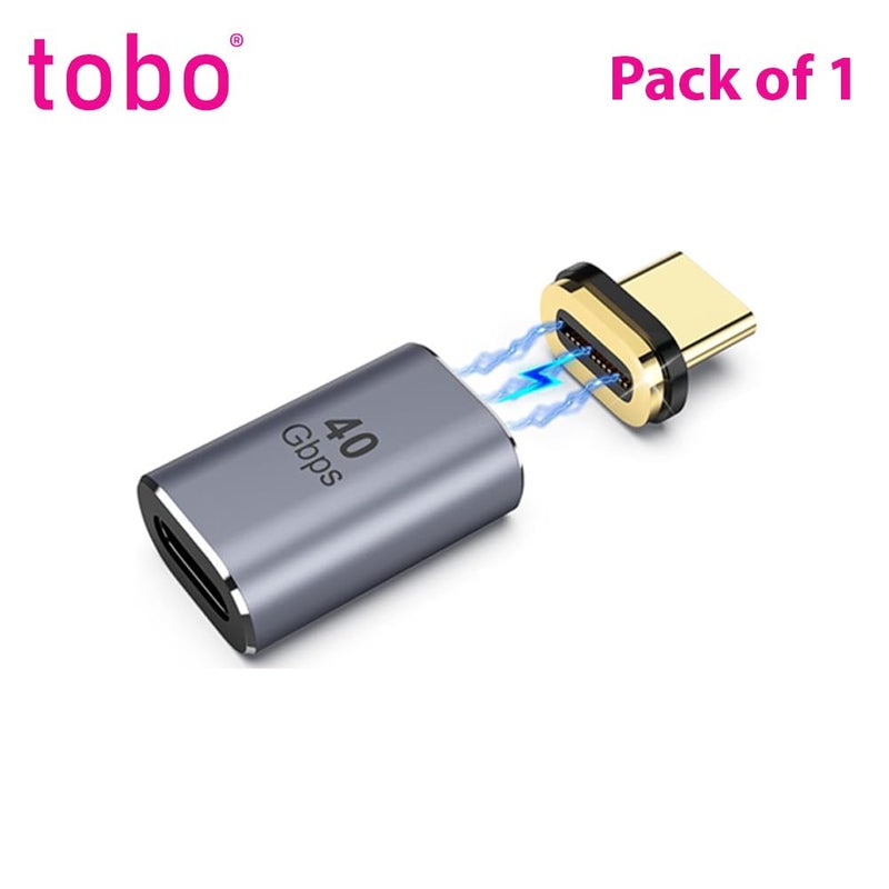 Tobo Magnetic Adapter Straight, USB4.0 C Male to C Female Magnetic Elbow 40GB Adapter, s Data Transfer Compatible with USB-C Mobile Phone,Laptops&Tablets(TD-1105TC) (Pack of 1) - Image 2