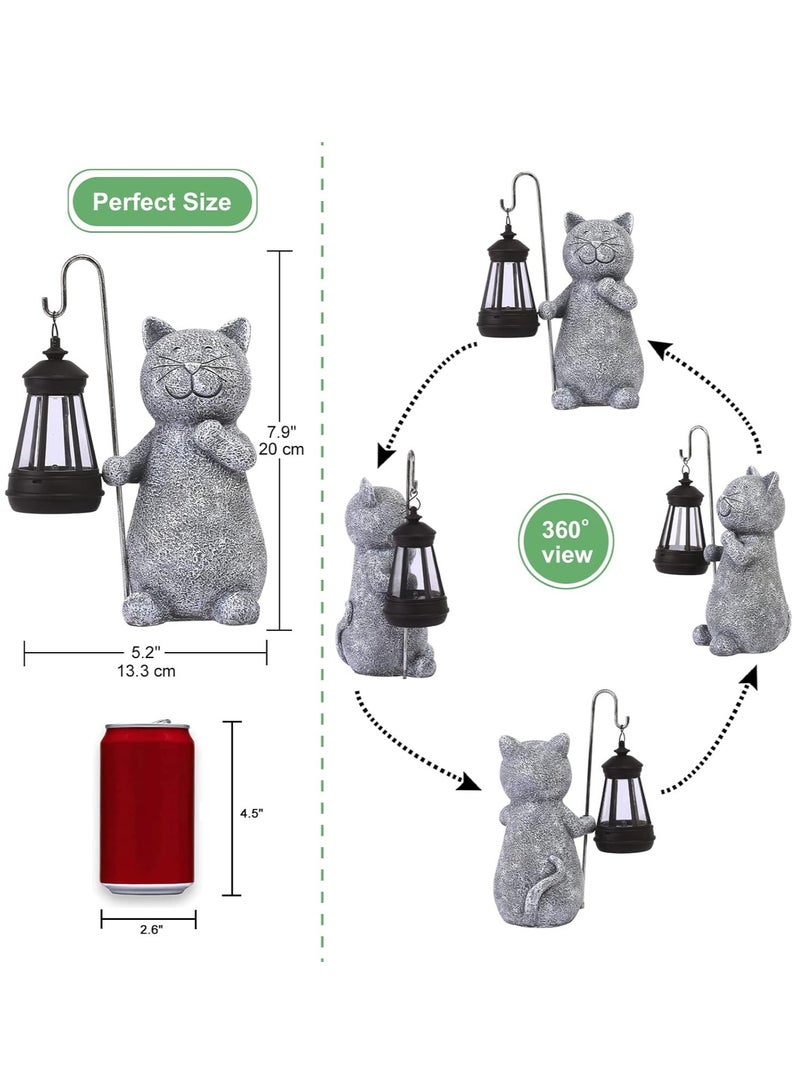 KASTWAVE Solar Garden Light, Statue Cat Figurine Light with Solar Lantern for Garden, Waterproof Solar Statue Cat Light for Patio, Balcony, Yard, Perfect Housewarming Gift for Family, 1 Pcs - Image 2