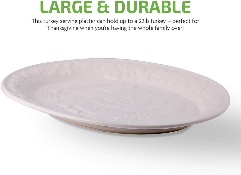 HSHQING طقم تقديم الديك الرومي لعيد الشكر - صينية سيراميك كبيرة للديك الرومي - حقنة لتبليل الديك الرومي - مثالية لعشاء العطلات - Image 5