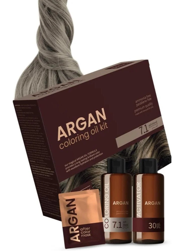 Argan Coloring Oil Kit Ash Blond 7.1 75Ml - Image 2